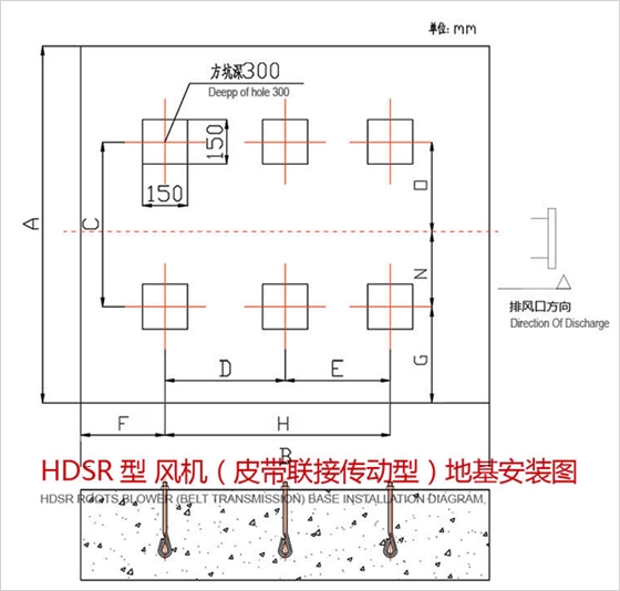 三葉羅茨風機地基安裝圖皮帶傳動型.jpg 三葉羅茨風機地基安裝圖皮帶傳動型.jpg